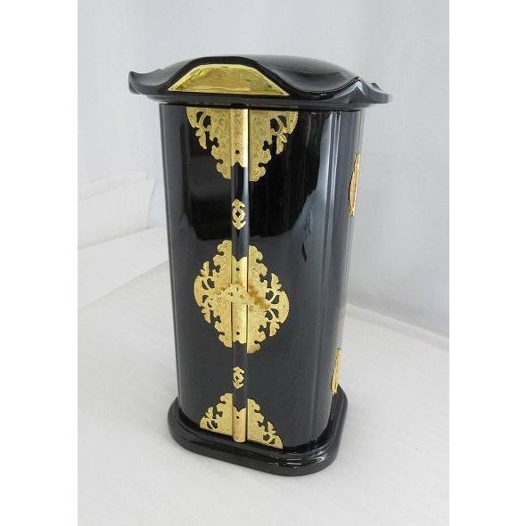 特別販売品】黒塗り 木瓜厨子 金具付(内寸幅17cm高35cm奥13cm)長期在庫