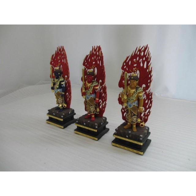 不動明王セット 特別販売品】不動明王像 青・赤・黄 3体セット(台座幅12.5cm×高36cm
