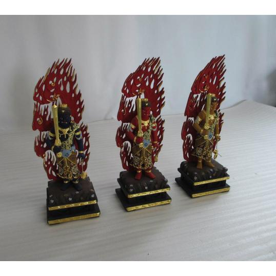 不動明王セット 特別販売品】不動明王像 青・赤・黄 3体セット(台座幅12.5cm×高36cm