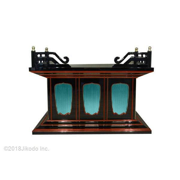 寺院仏具】黒塗り面朱 幅150センチの新三間須弥壇 高欄付き 安心 寺院仏具】黒塗り面朱 幅150センチの新三間須弥壇 高欄付き 安心