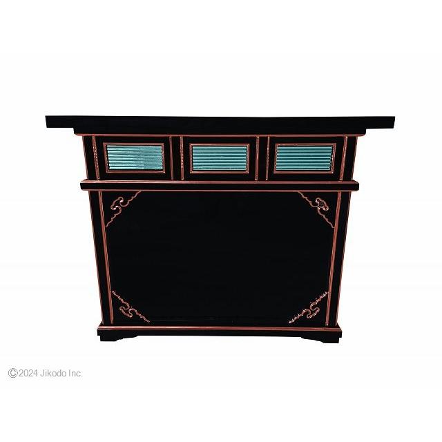 寺院仏具】黒塗り面朱 横雁木の立焼香机(御所型) 幅90センチ 寺院仏具】黒塗り面朱 横雁木の立焼香机(御所型) 幅90センチ