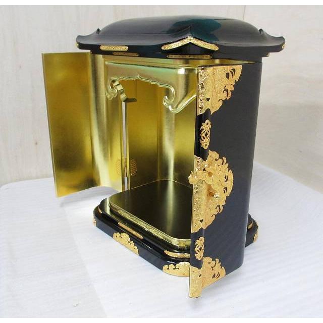 特別販売品】黒塗り 木瓜厨子 飾り金具付き(屋根幅41cm高48cm奥 特別販売品】黒塗り 木瓜厨子 飾り金具付き(屋根幅41cm高48cm奥