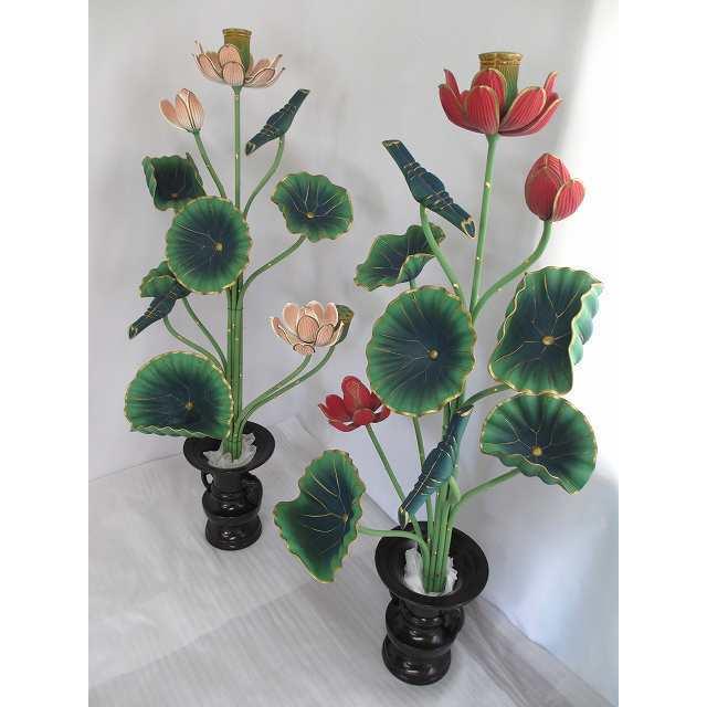 【特別販売品】木製木花一対 11本立 花立は別売 (水上高さ約100cm)経年劣化、小傷ありのため特価 木製高級仏具通販(管理番号7613 ...