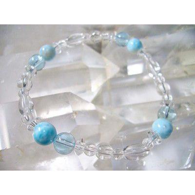 限定★天然石★ラリマー4(小傷あります)+ブルートパーズ4★ブレスレット★パワーストーン★☆