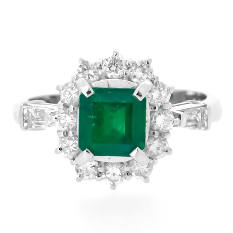 指輪 レディース Pt900 プラチナ エメラルド 0.88ct ダイヤモンド 0.66 
