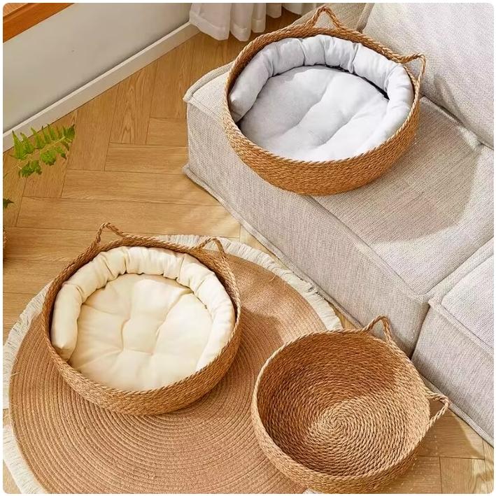 ペットベッド 猫ベッド 犬ベッド ラタン かご 藤編み 柳枝編み
