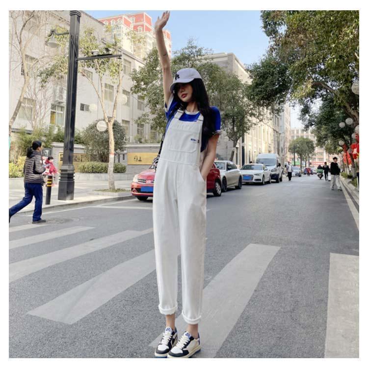 ホワイト サロペット ストレートレッグ ホワイト サロペット ストレートレッグ