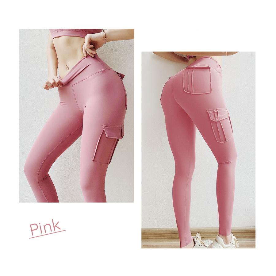 レギンス ポケット付き レディース カーゴパンツ風 ジム カジュアル