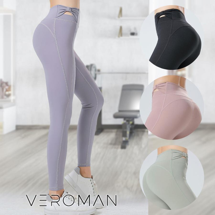 ヨガウェア レギンス ストレッチ パンツ リボン ハイウエスト