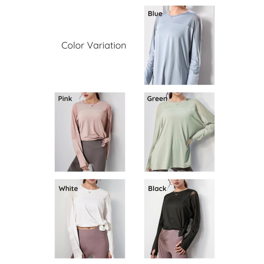 ヨガウェア トップス 長袖 ヨガトップス ヨガ 体型カバー ゆったり ロング丈 レディース ロングtシャツ メッシュ ピラティス ppi-meshtops VEROMAN FIT |  | 10