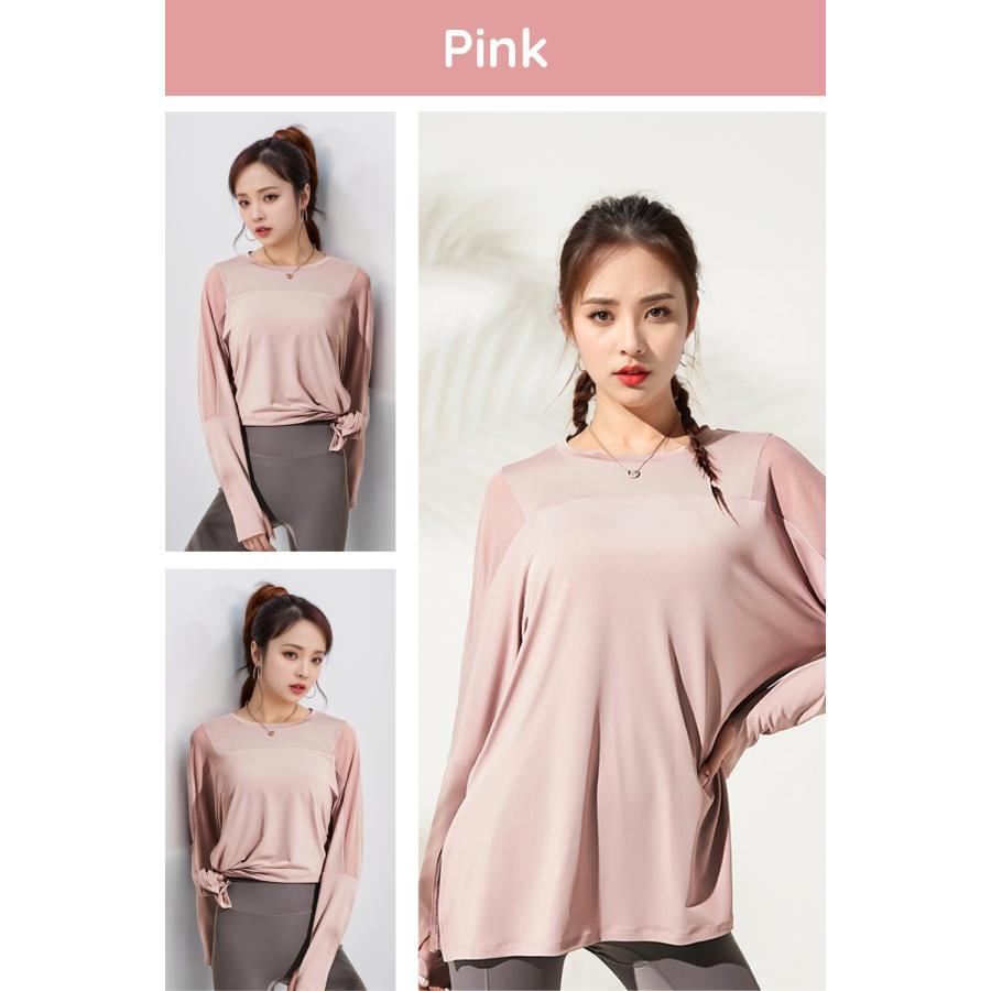 ヨガウェア トップス 長袖 ヨガトップス ヨガ 体型カバー ゆったり ロング丈 レディース ロングtシャツ メッシュ ピラティス ppi-meshtops VEROMAN FIT |  | 06