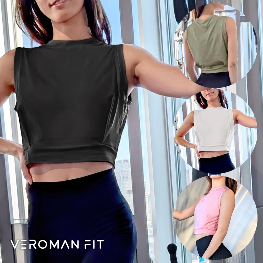 VEROMAN ヨガウェア トップス トレーニング ノースリーブ ショート丈