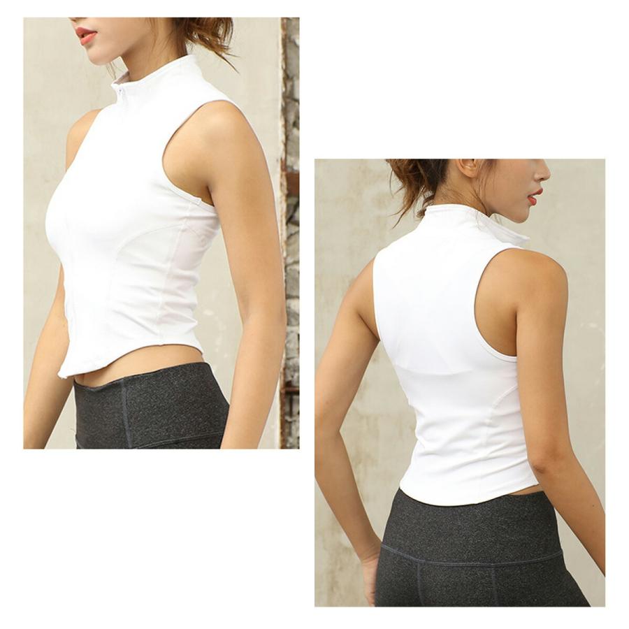 スポーツウェア レディース トップス ノースリーブ フロントファスナー