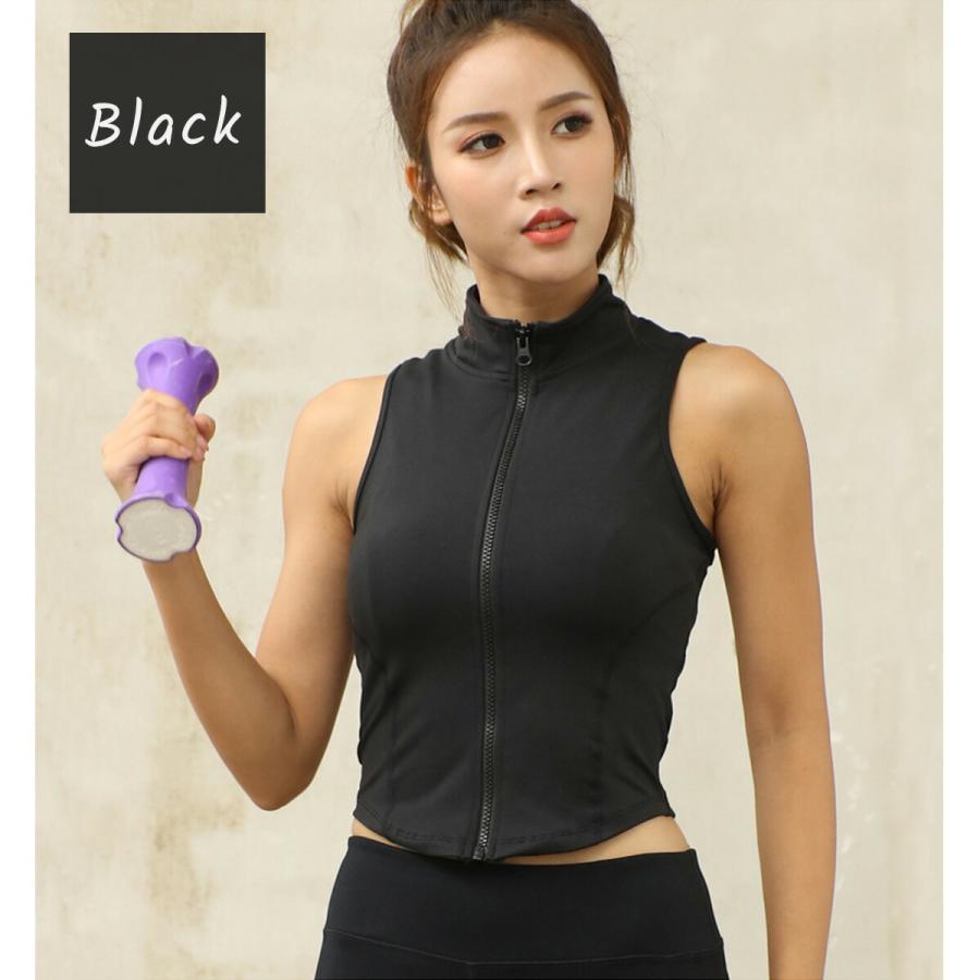 スポーツウェア レディース トップス ノースリーブ フロントファスナー