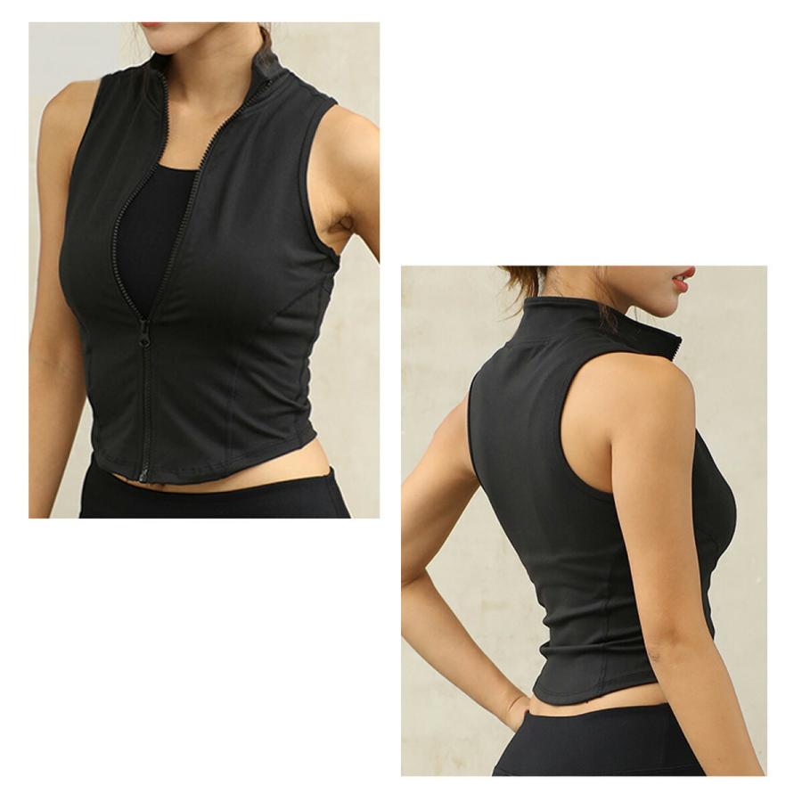 スポーツウェア レディース トップス ノースリーブ フロントファスナー