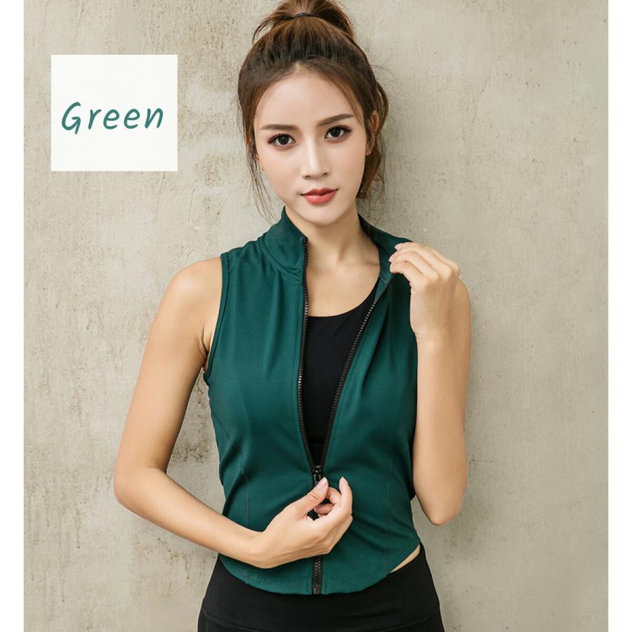 スポーツウェア レディース トップス ノースリーブ フロントファスナー