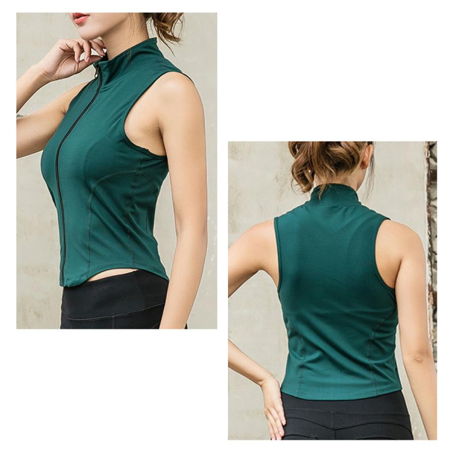 スポーツウェア レディース トップス ノースリーブ フロントファスナー