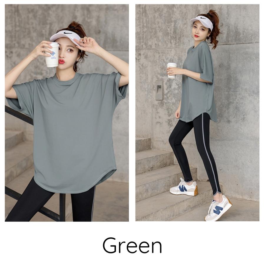 VEROMAN ヨガウェア レディース トップス 体型カバー Tシャツ ロング丈