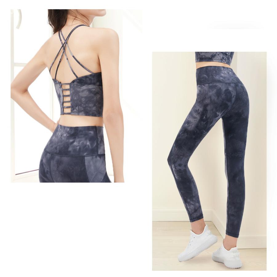 ヨガウェア レディース 上下セット おしゃれ マーブル柄