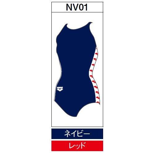 アリーナ　カスタムオーダー受注生産 スクールスイムウエア（レディス） OAR-S001W-NV01　ベースカラー：ネイビー｜jimmy-sp