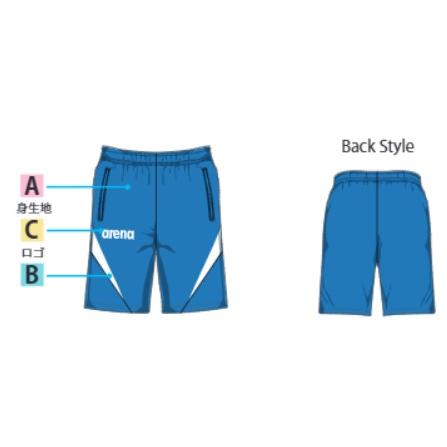 アリーナ　カスタムオーダー受注生産 ウインドハーフパンツ（ユニセックス）チームウエア OSS4HPU009-BK08　ベースカラー：ブラック_1