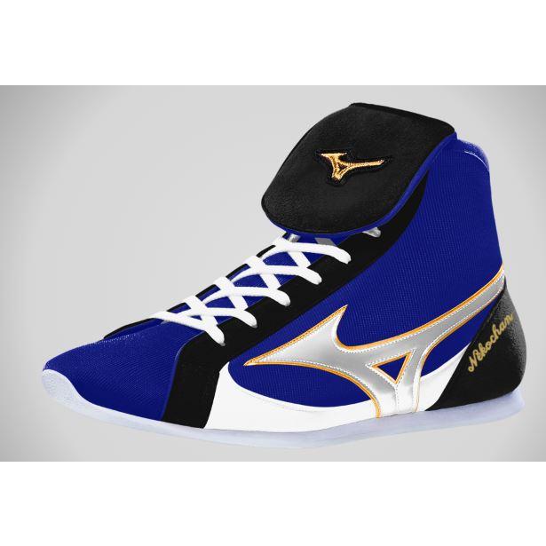 ミズノ 受注生産 ボクシングシューズフィニッシャースペクトラショート21GX234500（補強部人工皮革エクセーヌ、ベロマーク金糸デザイン