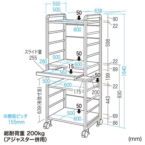 サンワサプライ　SOHOラック（幅638×奥行550×高さ1640mm）　RAC-S600H_8