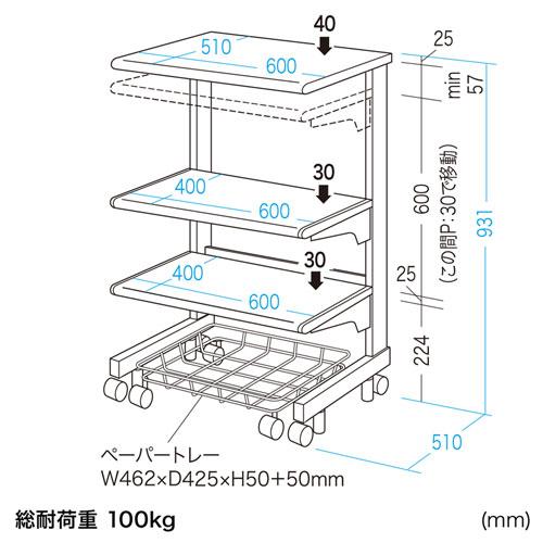 サンワサプライ　SPS-085S パソコン台 SANWA SUPPLY サンワサプライ レーザー＆ドットプリンタ台（幅