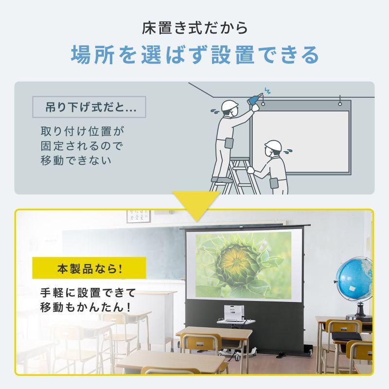 サンワサプライ プロジェクタースクリーン(床置き・パンタグラフ・超短焦点対応・80型・16:9) PRS-YPT80HDTの画像