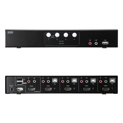 サンワサプライ HDMI対応パソコン自動切替器(4:1) SW-KVM4HHCの画像