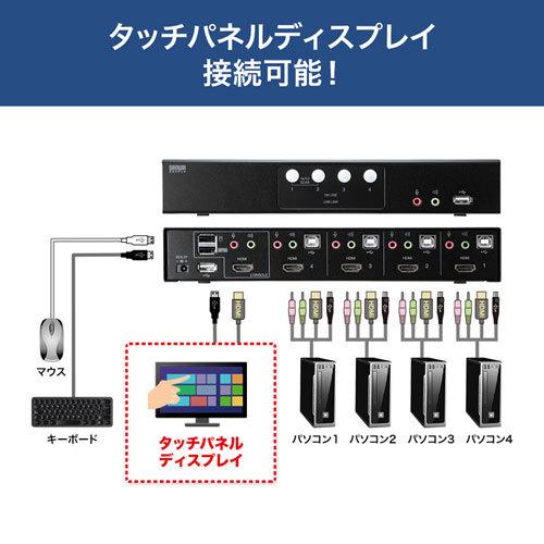サンワサプライ HDMI対応パソコン自動切替器(4:1) SW-KVM4HHCの画像