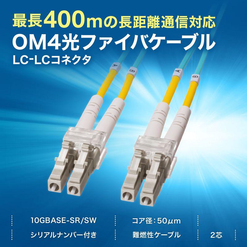 サンワサプライ メガネ型光ファイバケーブル(マルチ50μmOM4、LC×2-LC×2