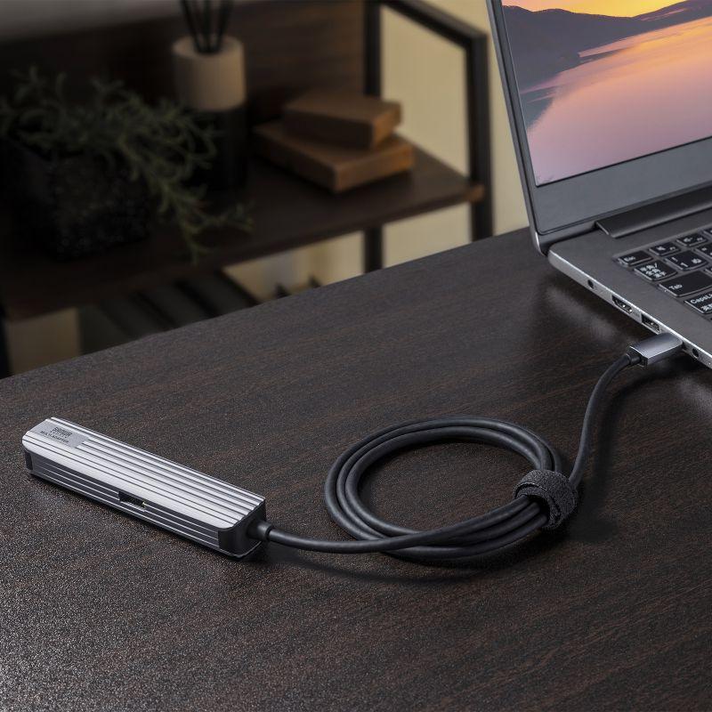 サンワサプライ USB Type-Cマルチ変換アダプタ(HDMI＋LAN付・ケーブル1m) USB-3TCHLP7S-1の画像