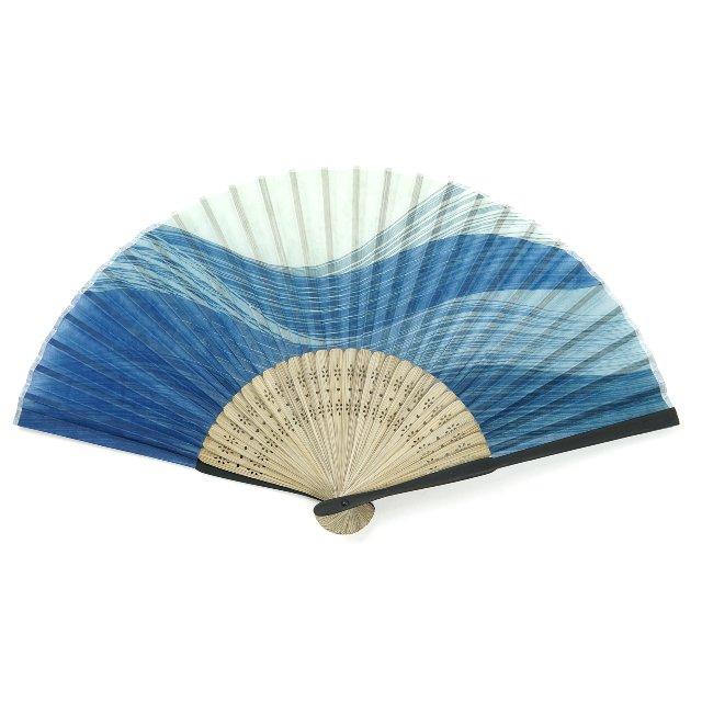 扇子 D柄 流水柄 りゅうすい柄 黒竹 扇紺 紺 模様 クールでかっこいい