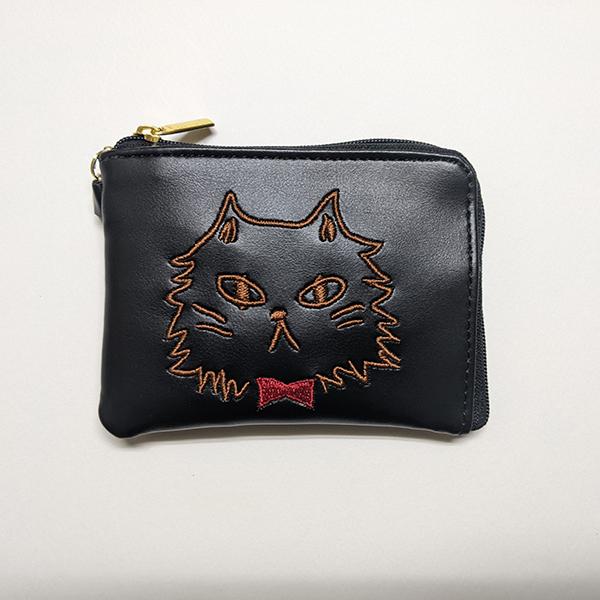 猫ちゃん刺繍 リール付き パスケース 小銭入れ マルチケース 猫ちゃん刺繍 リール付き パスケース 小銭入れ マルチケース