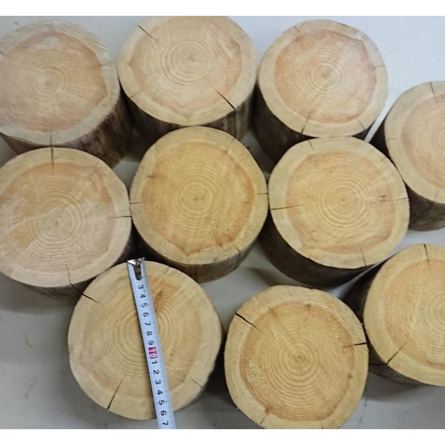 皮むき　ヒノキ丸太　輪切り　φ15cm×高さ10cm　チェンソー切　ひのき　12個セット　自然木