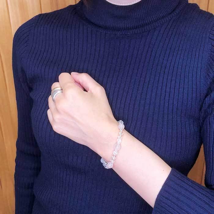 ポイント5倍】誕生石ブレスレット ローズクォーツ ローズクォーツ 10月