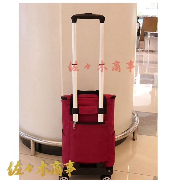 2WAY ショッピングキャリー お買い物バッグ 折りたたみ式 キャリーカート 4輪?5輪 高さ調節ができる持ち手 バッグ取り外し可 大容量 大きな車輪 キャンプの画像
