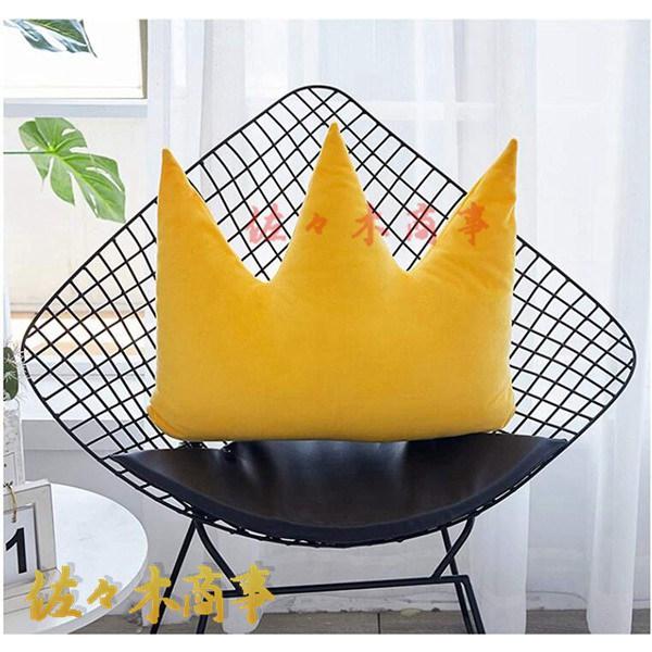 読書用 洗えるカバー 100*60cm クッション チェック柄 王冠デザイン テレビ腰枕 ベッド専用 クッション 背もたれ      腰枕 イエロー_10