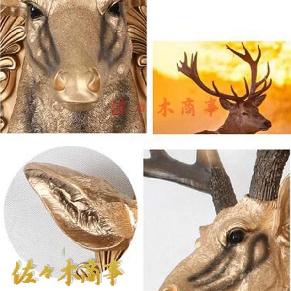 鹿の頭の彫刻の壁の装飾研究鹿の頭の壁の装飾3D鹿の頭の彫刻の壁の装飾リビングルームの特大の鹿の頭の装飾 (Color : Gold, :