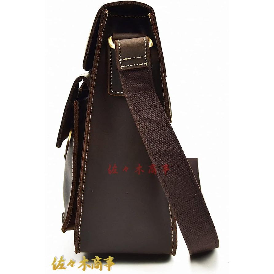 ボディバッグ ワンショルダー メンズショルダーバッグレザーショルダーメッセンジャーバッグ 大容量 (色 : Dark brown， :_3