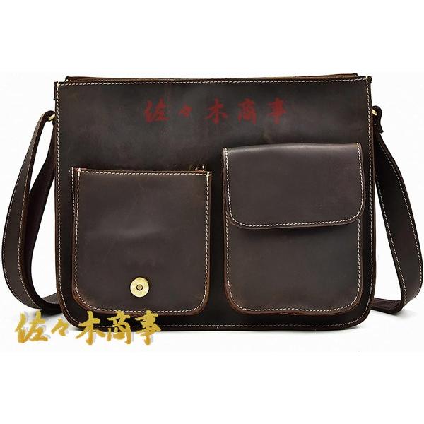 ボディバッグ ワンショルダー メンズショルダーバッグレザーショルダーメッセンジャーバッグ 大容量 (色 : Dark brown， :_5