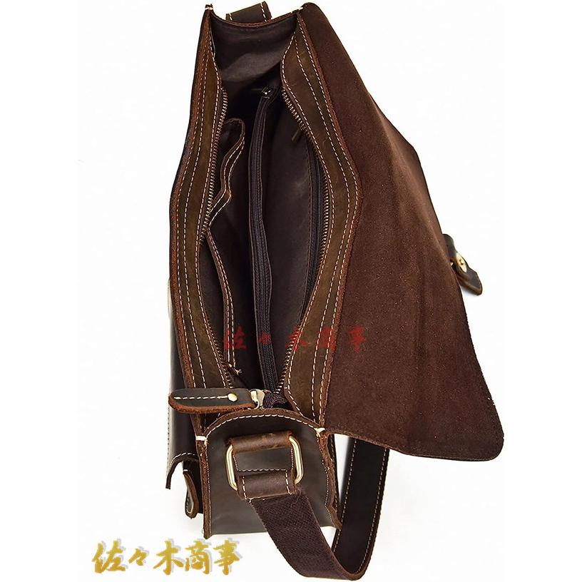 ボディバッグ ワンショルダー メンズショルダーバッグレザーショルダーメッセンジャーバッグ 大容量 (色 : Dark brown， :_6