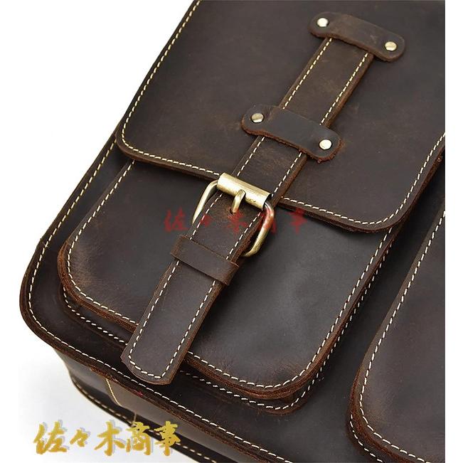 ボディバッグ ワンショルダー メンズショルダーバッグレザーショルダーメッセンジャーバッグ 大容量 (色 : Dark brown， :_7