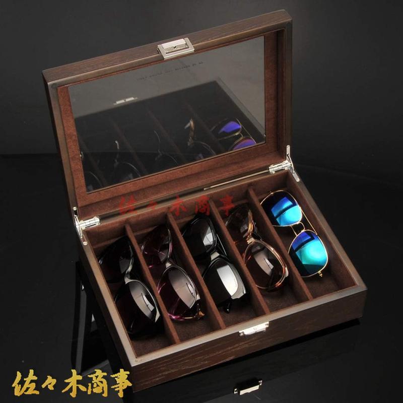 メガネ5本用 メガネ サングラス収納 ボックス 木製 コレクション 収納 メガネ収納ケース 展示ケース コレクションケース ディスプレイ｜jinichirosasaki｜05