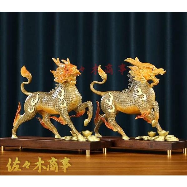 風水 麒麟 置物 銅製一対 雌雄 開運 魔除け 聖獣 縁起神社 寺社 風水 麒麟 置物 銅製一対 雌雄 開運 魔除け 聖獣 縁起神社 寺社