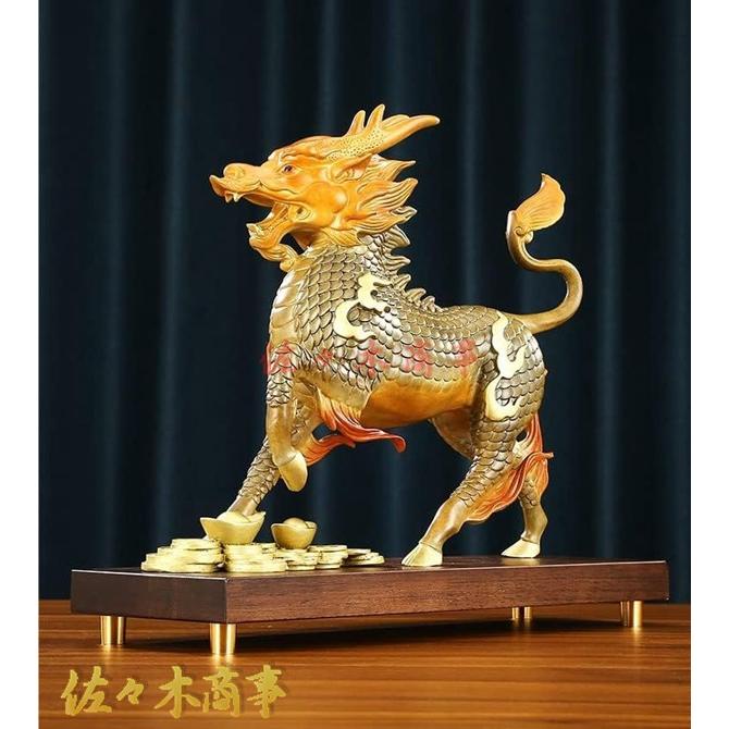 風水 麒麟 置物 銅製一対 雌雄 開運 魔除け 聖獣 縁起神社 寺社 風水 麒麟 置物 銅製一対 雌雄 開運 魔除け 聖獣 縁起神社 寺社