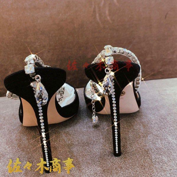 サンダル レディース レザー ポインテッドトゥ 8cm/10cmハイヒール サボ 本革 ピンヒール スエード アンクルストラップ ビジュー