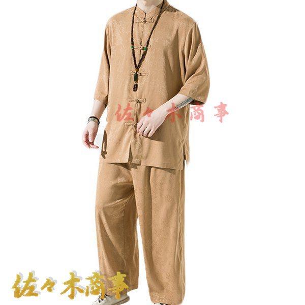 驚きの価格 5分袖 夏服 メンズ リネンシャツ Tシャツ シャツ 麻 カジュアル 上下セット ストリート 開襟シャツ 夏 セットアップ 綿麻 部屋着 その他ボトムス パンツ カラー カーキ