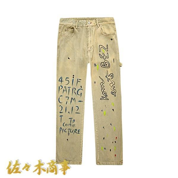 ストリート系 ジーンズ メンズ デニムパンツ ヴィンテージ ペイント 英字柄 V系 オシャレ Ｇパン ウォッシュ加工 前開きジッパー 美脚  :rxgq5b5e82012595:佐々木 - 通販 - Yahoo!ショッピング